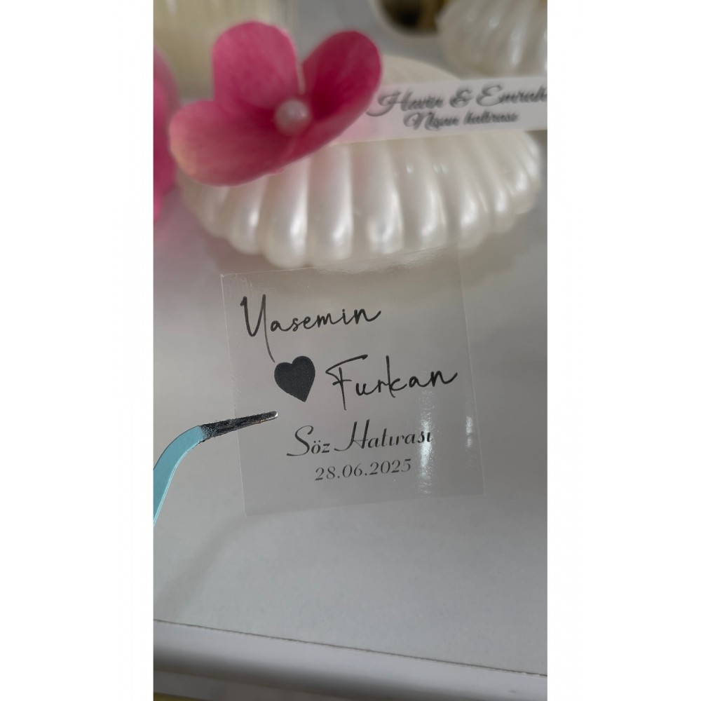 Söz, Kına, Nişan, Düğün Şeffaf Yapışkanlı Etiket 3,5 Cm 88 Adet - Arl Etiket Tasarım