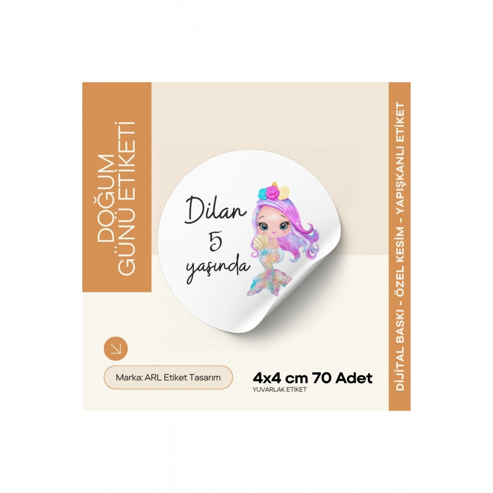 Doğum günü Yuvarlak Yapışkanlı Etiket 4x4 cm 70 Adet - Arletikettasarım