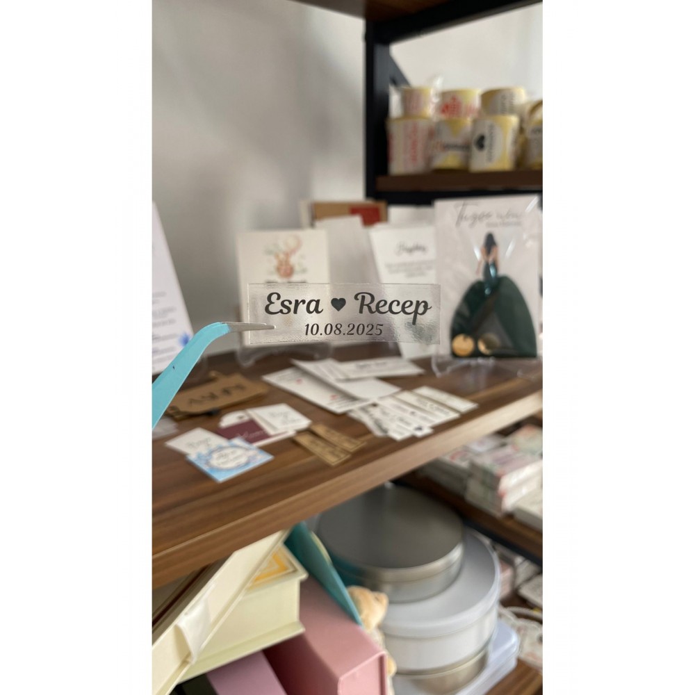 Şeffaf Etiket Yapışkanlı 1,5x5 cm 130 Adet - Arletikettasarim