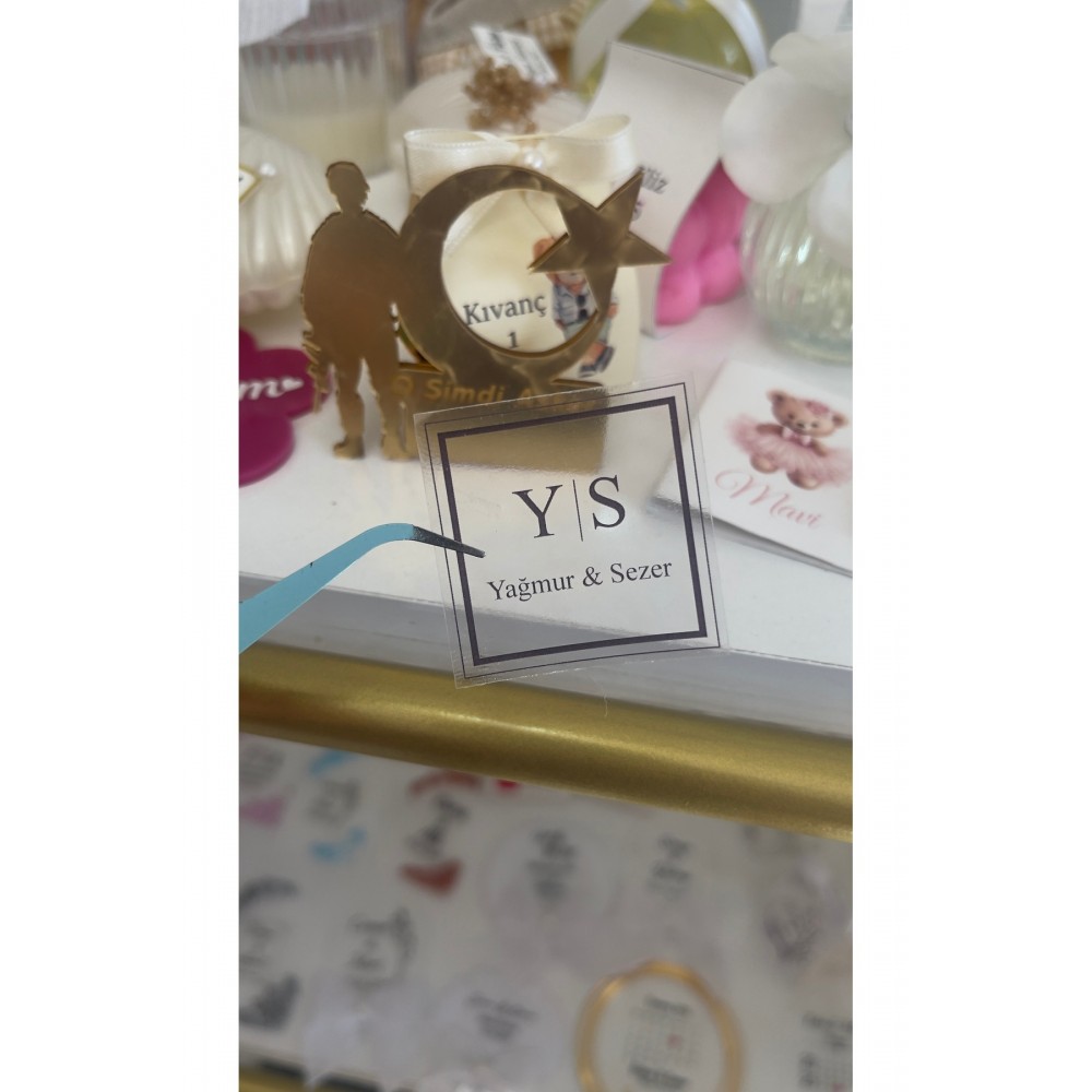 Şeffaf Etiket Siyah Çerçeveli 3,5 cm 88 Adet - Arletikettasarim