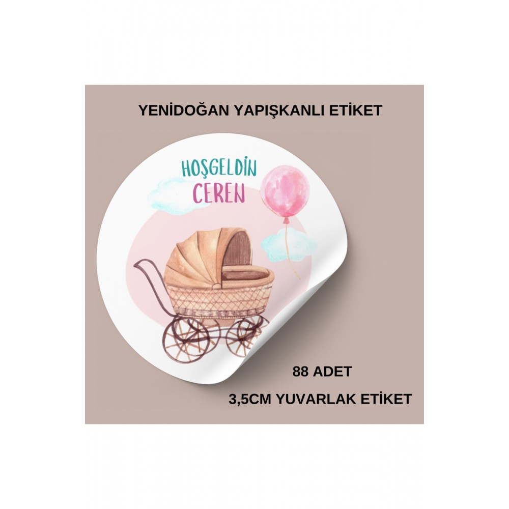 Yenidoğan Yuvarlak Yapışkanlı Etiket 3,5 cm 88 Adet - Arletikettasarim
