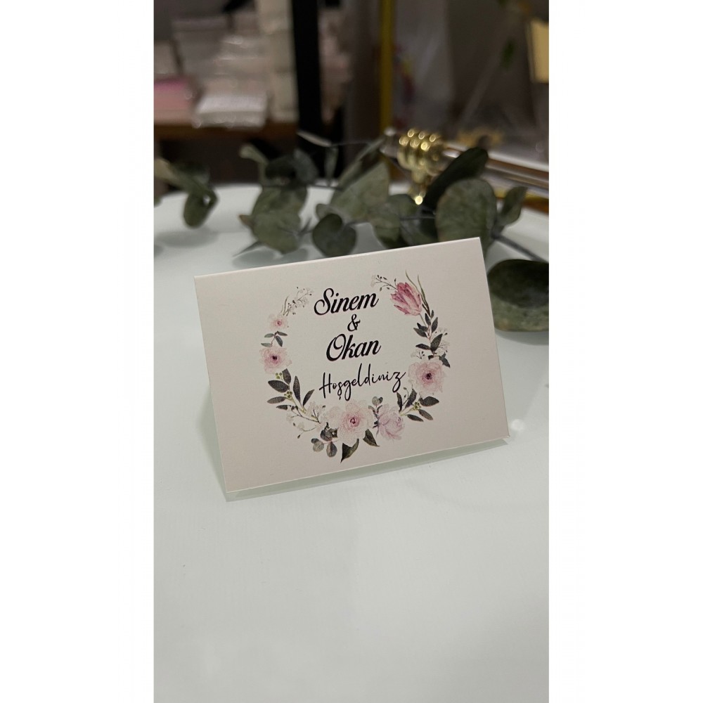 Söz, Kına, Nişan, Düğün Bükmeli Masa Kartı 7x10 cm 50 Adet - Arletikettasarim
