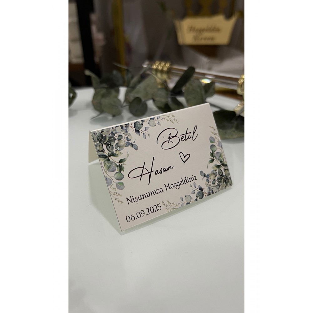 Söz, Kına, Nişan, Düğün Bükmeli Masa Kartı 7x10 cm 50 Adet - Arletikettasarim