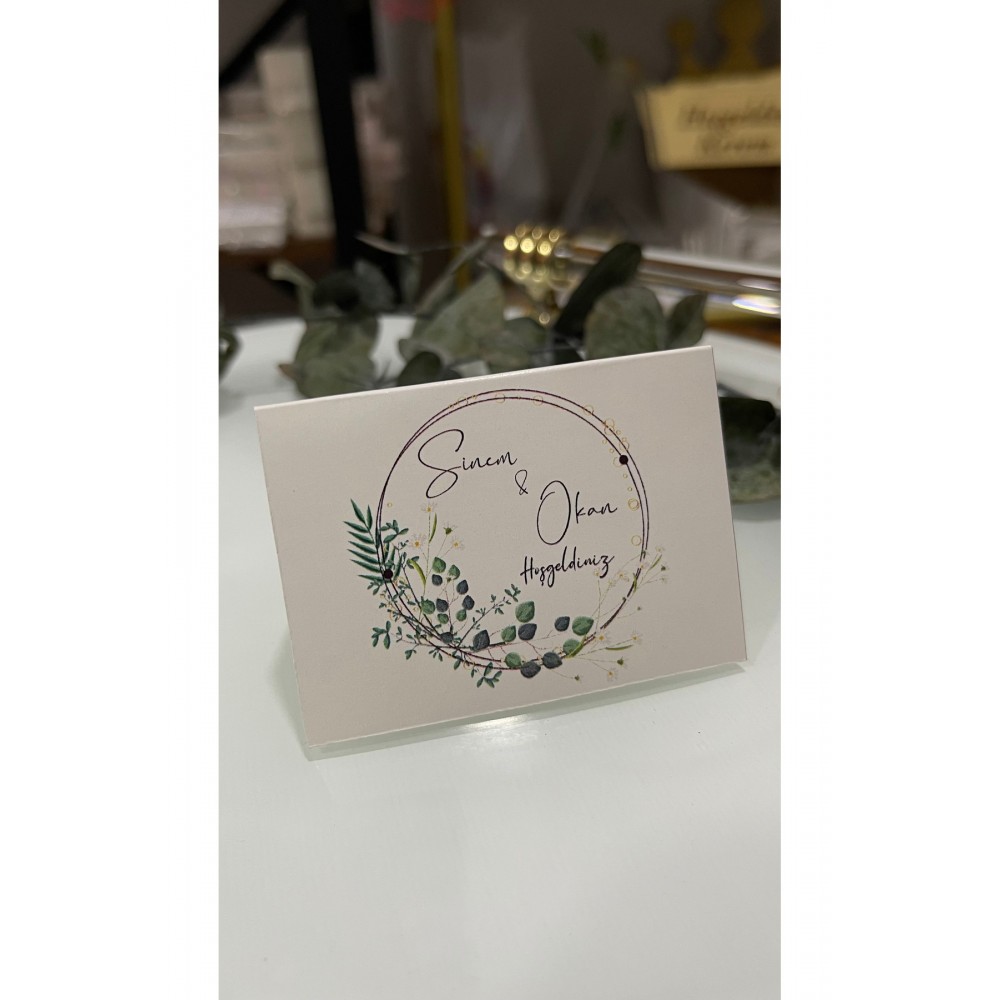 Söz, Kına, Nişan, Düğün Bükmeli Masa Kartı 7x10 cm 50 Adet - Arletikettasarim
