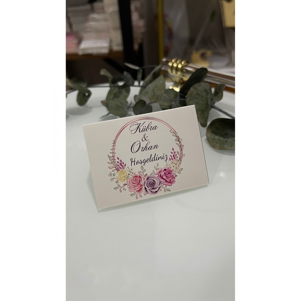 Söz, Kına, Nişan, Düğün Bükmeli Masa Kartı 7x10 cm 50 Adet - Arletikettasarim