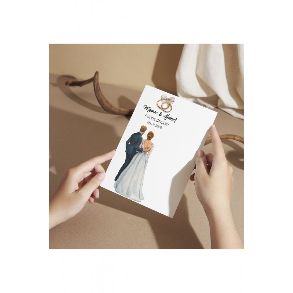 Kişiye Özel Düğün Hatırası Kartı 9x15 Cm 49 Adet