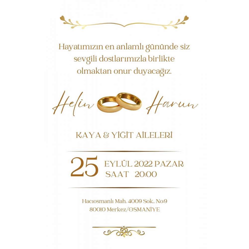 Zarfsız Düğün Davetiyesi 500 Adet - arl7256