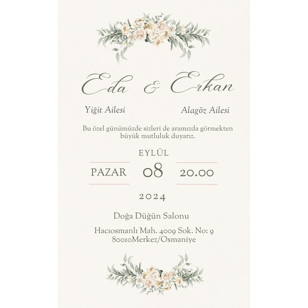 Zarfsız Düğün Davetiyesi 100 Adet - arl7251