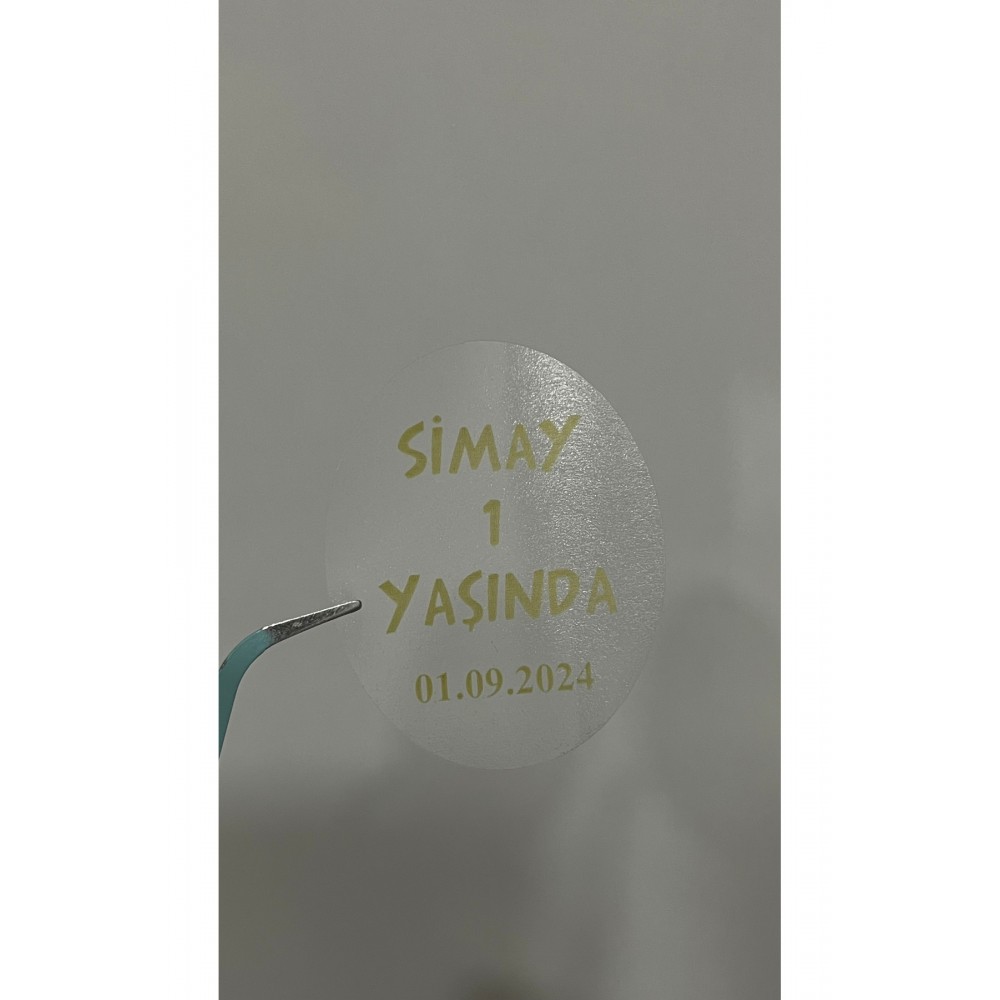 Doğum Günü Gold Şeffaf Etiket 4x5 cm 52 Adet