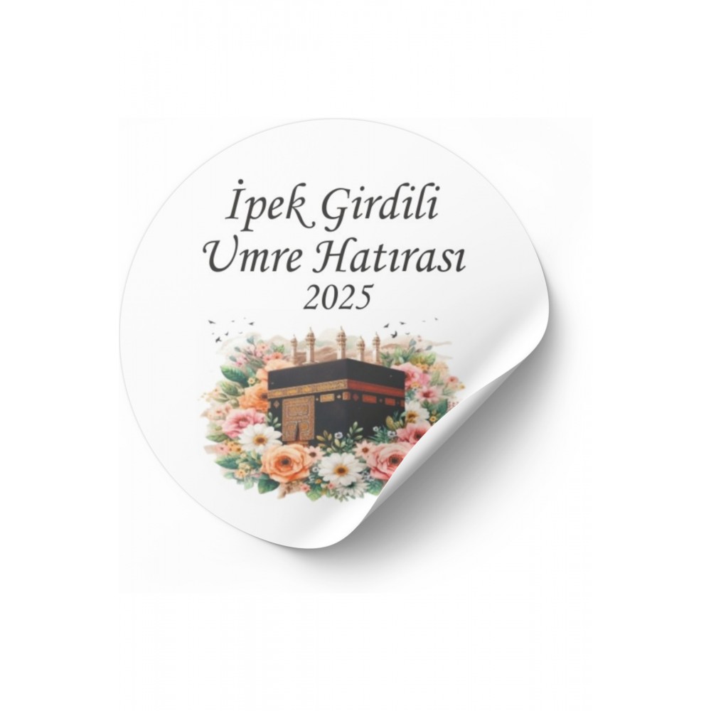 Umre Hatırası 5x5 cm Yuvarlak Yapışkanlı Etiket 80 Adet