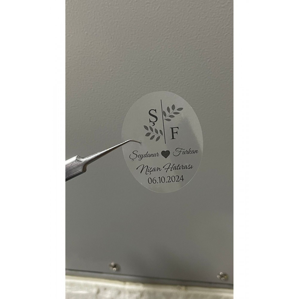 Şeffaf Etiket Nişan ,nikah Hatırası Tarihli 4x5 Cm 52 Adet - ARL