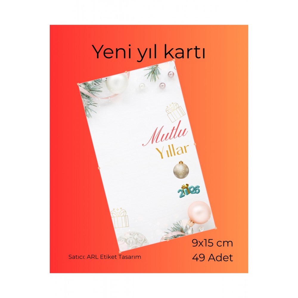 Yeni yıl Hediyelik ve Anahtarlık Kartı 9x15 cm 49 Adet - Arl Etiket Tasarım