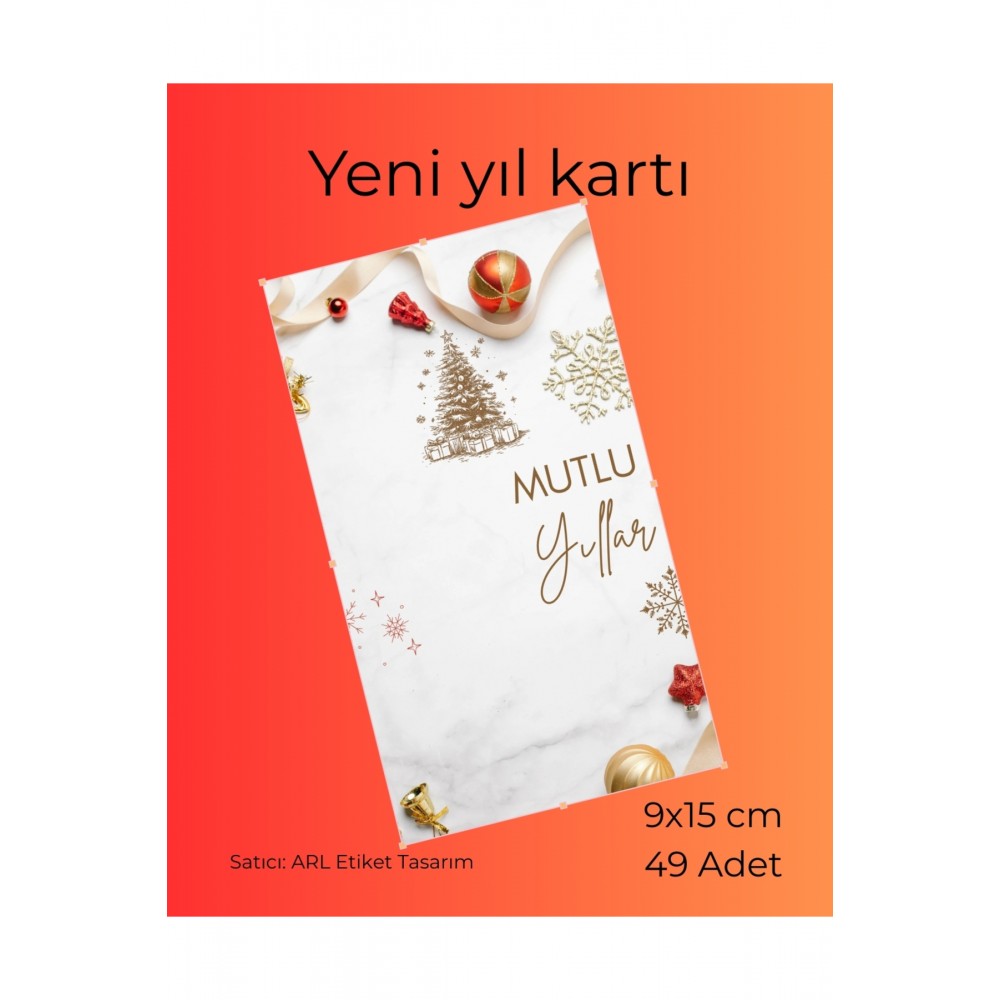 Yeni Yıl Hediyelik ve Anahtarlık Kartı 9x15 cm 49 Adet - Arl Etiket Tasarım