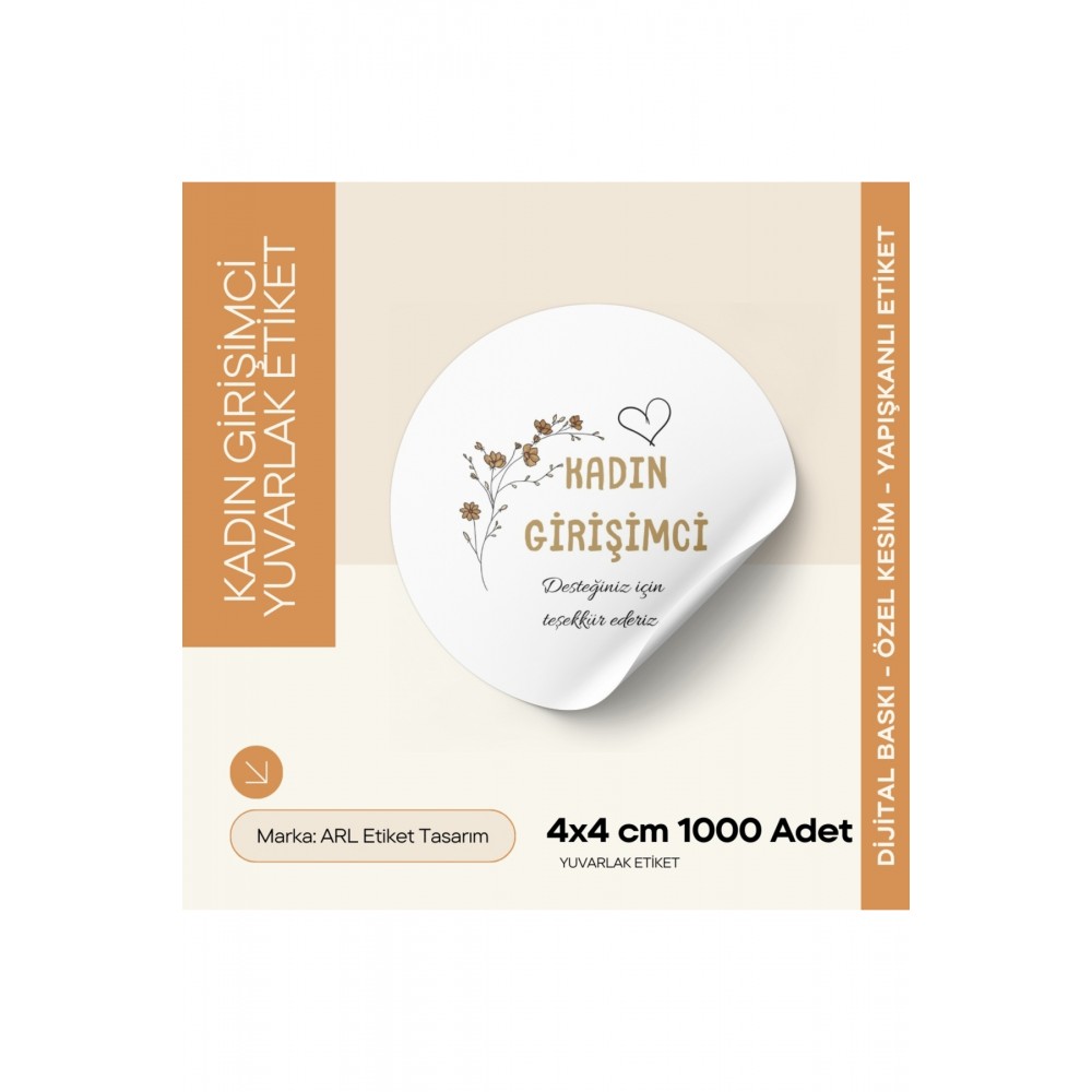 Kadın Girişimci Teşekkür Etiketi 4x4 cm 1000 Adet - ARL Etiket Tasarım