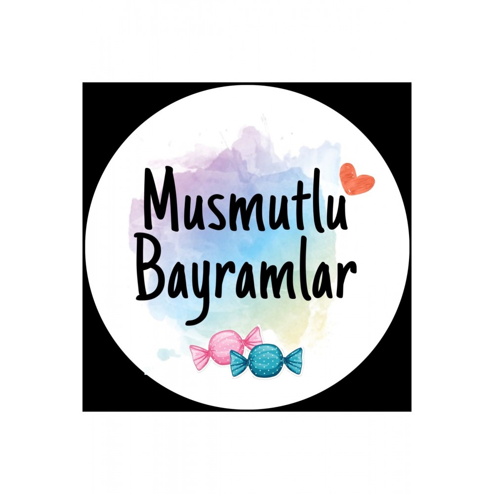 Bayram Etiketi 4x4 cm 70 Adet – Yuvarlak Yapışkanlı | Şeker, Lokum, Hediye Paketleme Etiketi