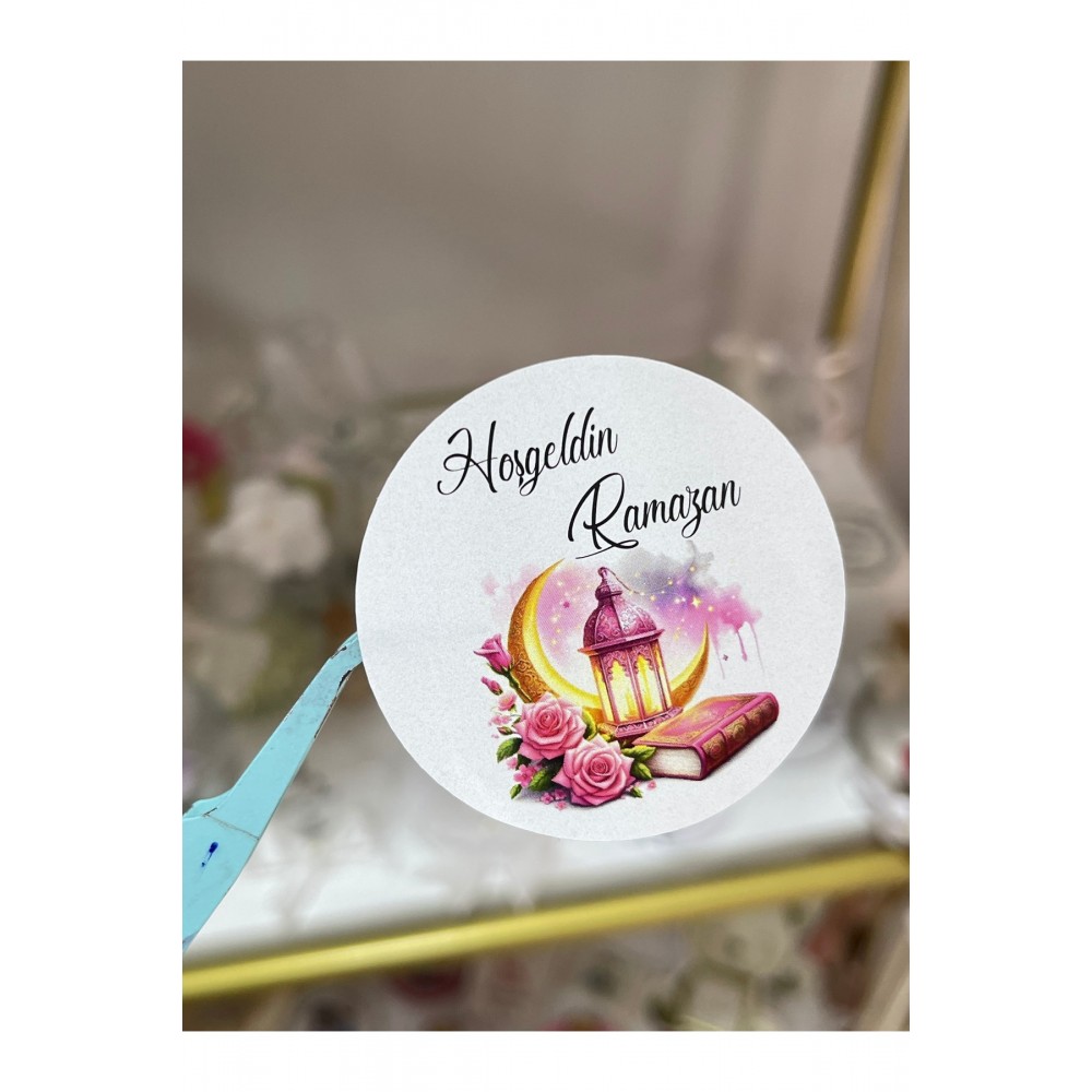 Hayırlı Ramazanlar Yuvarlak Yapışkanlı Etiket 5x5 cm 40 Adet - Arletikettasarim