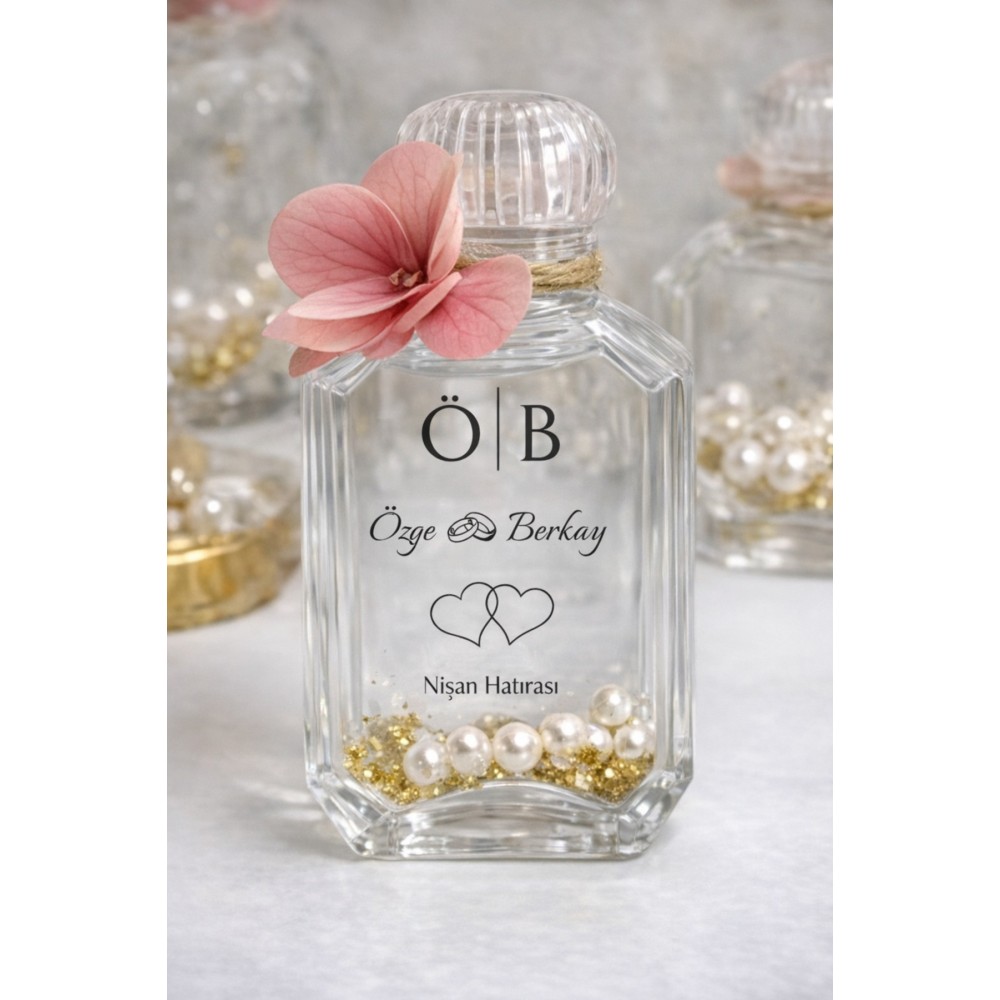 Söz, Nişan, Kına, Düğün Kolonya Şişesi İçin Şeffaf Etiket (4x5 cm) 50 Adet