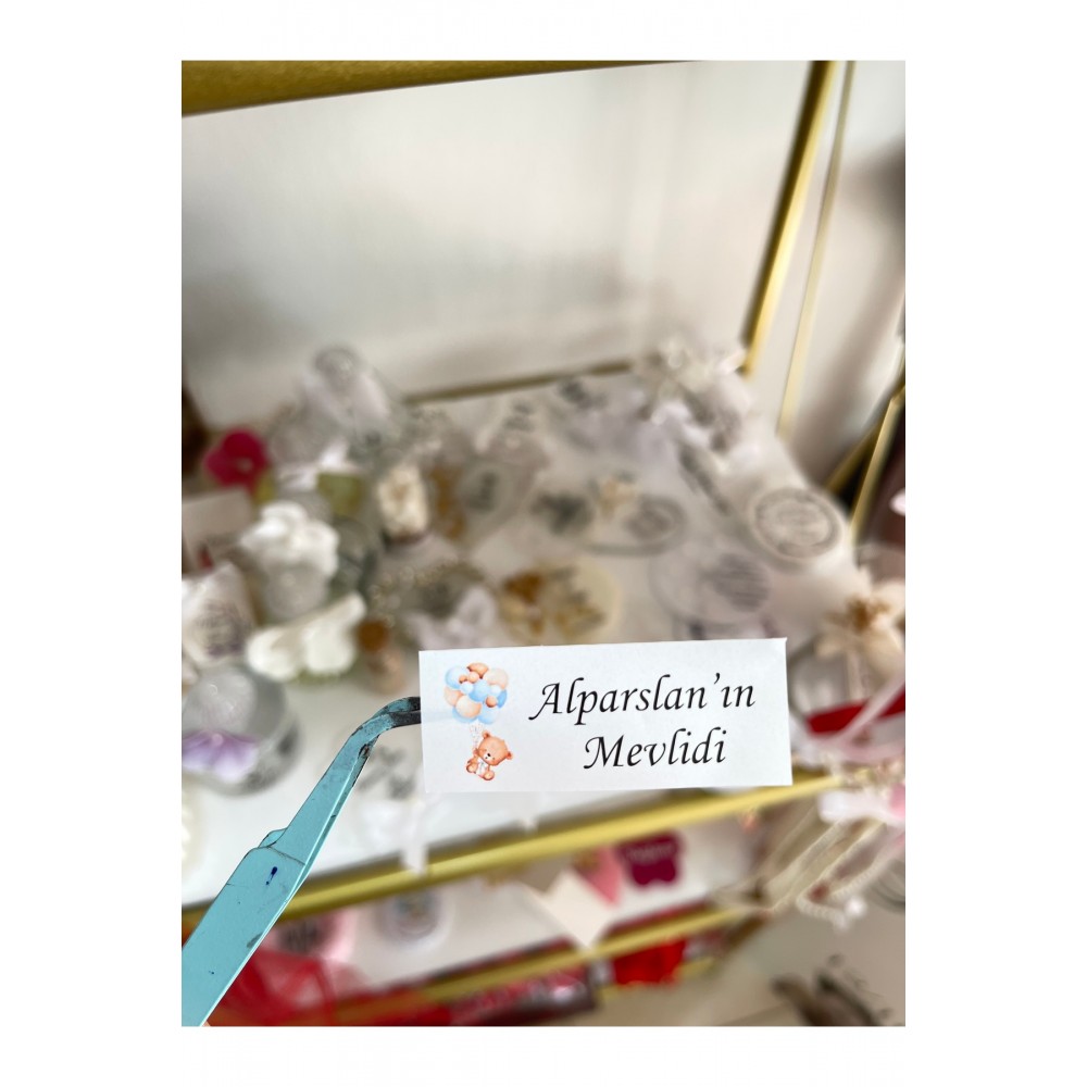 Mevlid Hatırası Kolonya şişesi Etiketi 2,5x4 cm 108 Adet - Arletikettasarim