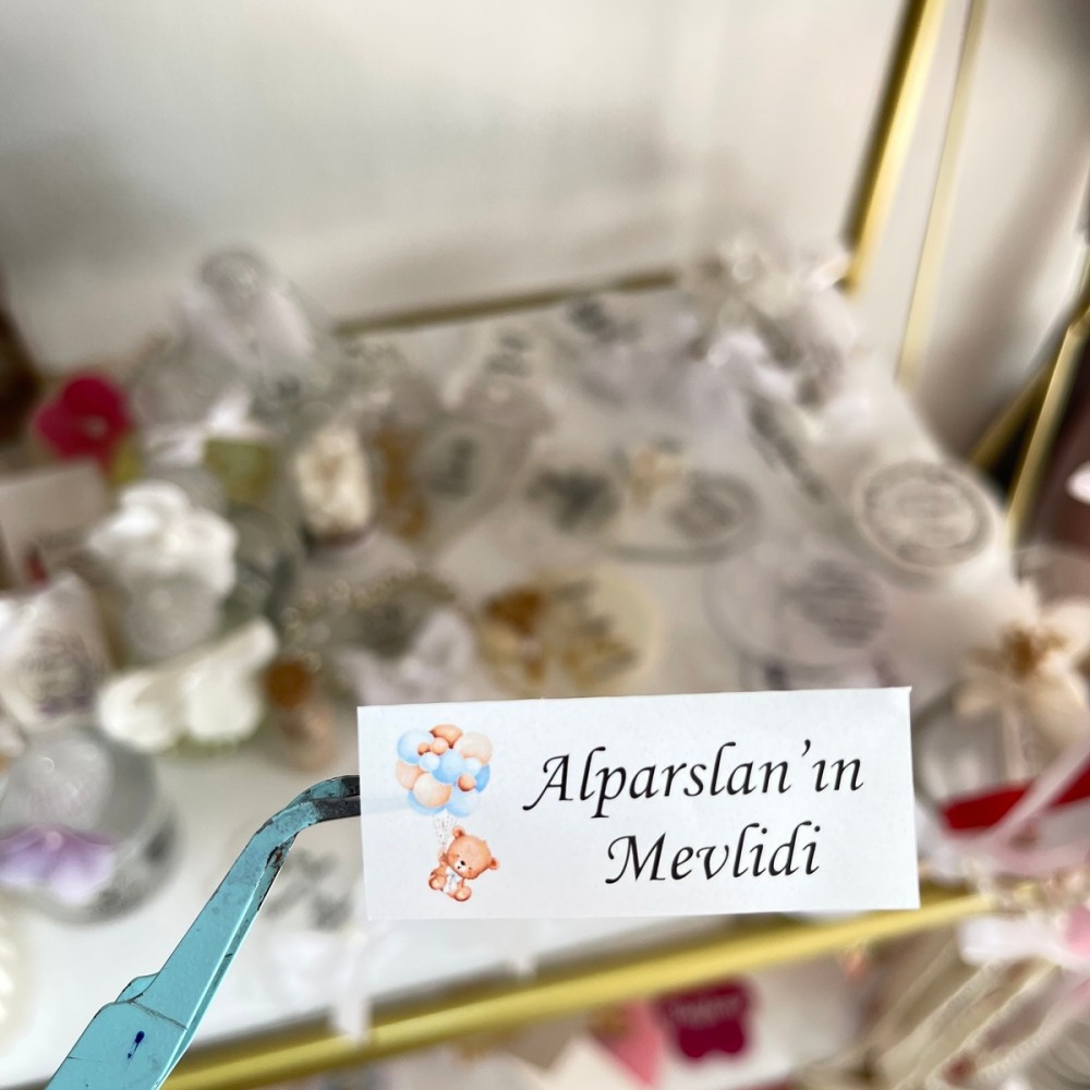 Mevlid Hatırası Kolonya şişesi Etiketi 2,5x4 cm 108 Adet - Arletikettasarim