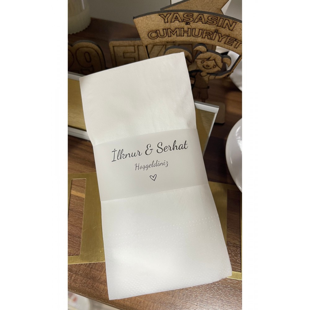 Peçete Bandı Aydınger Baskı 4x19 cm 50 Adet - kişiye özel