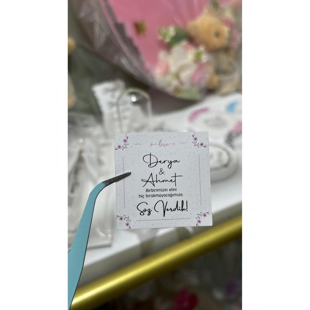 Söz, Kına, Nişan, Düğün Söz Verdik Yazılı Çikolata Etiketi 3,5 cm 88 Adet - Arl Etiket Tasarım