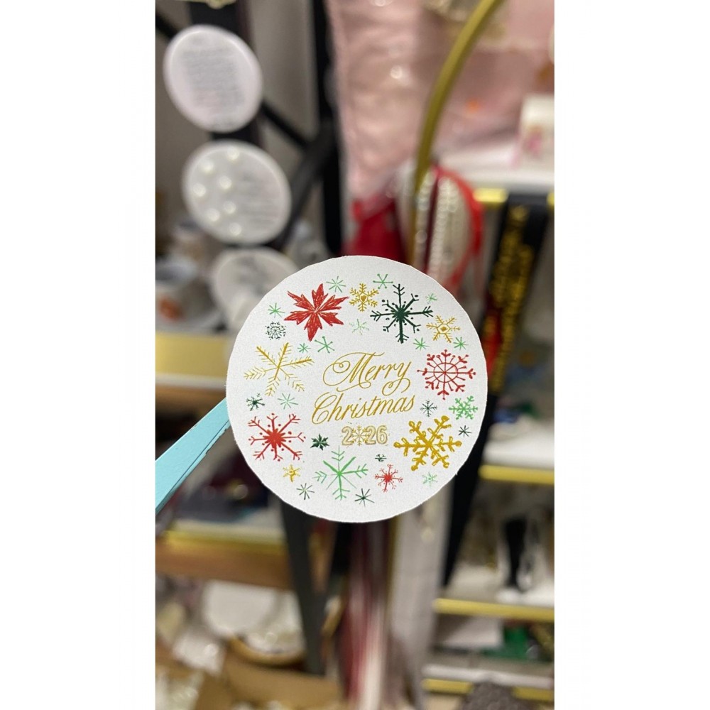 Yeni Yıl Hediye Paketi Etiketi Yuvarlak 4 cm 70 Adet - Arletikettasarim