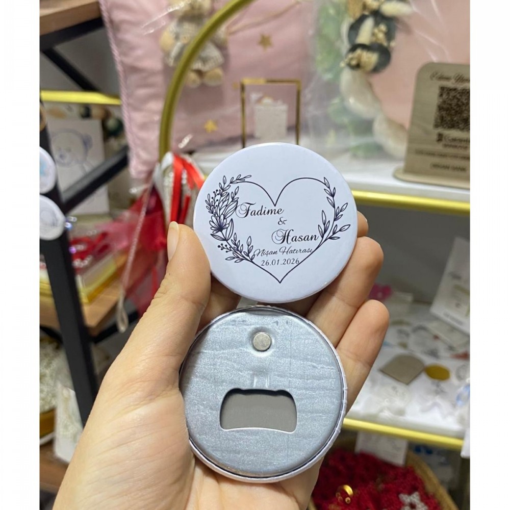 Açacaklı Magnet Buton Rozet 58mm 9 Adet söz, kına, nişan, düğün