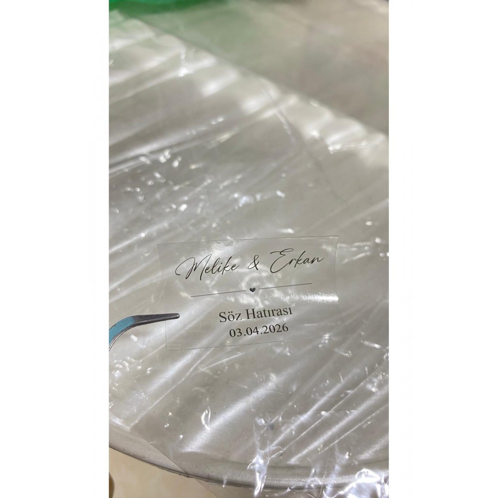 Söz, Kına, Nişan, Düğün Hatırası Şeffaf Etiket 4x2,5 cm 108 Adet